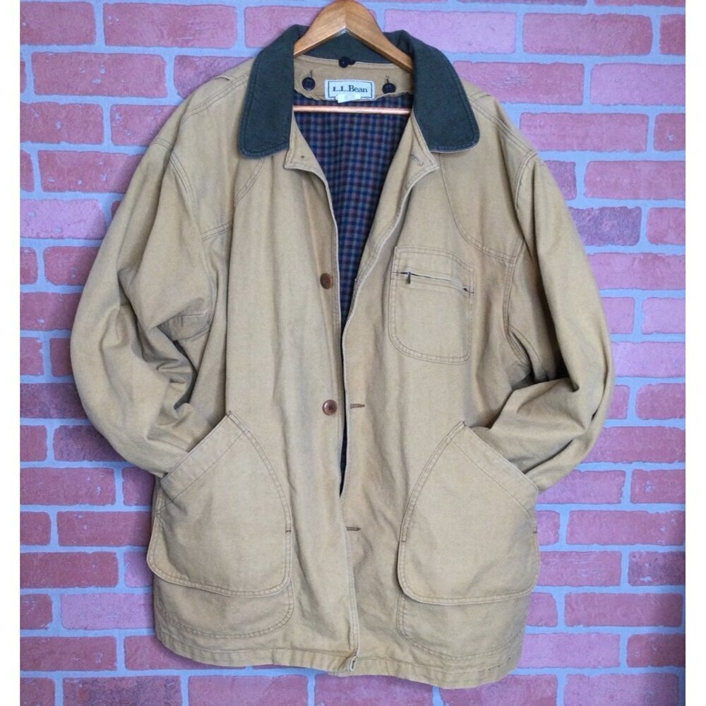 Vintage LL Bean Barn Coat Jacket Mens XXL Workwear Blanket Lined Corduroy Collar